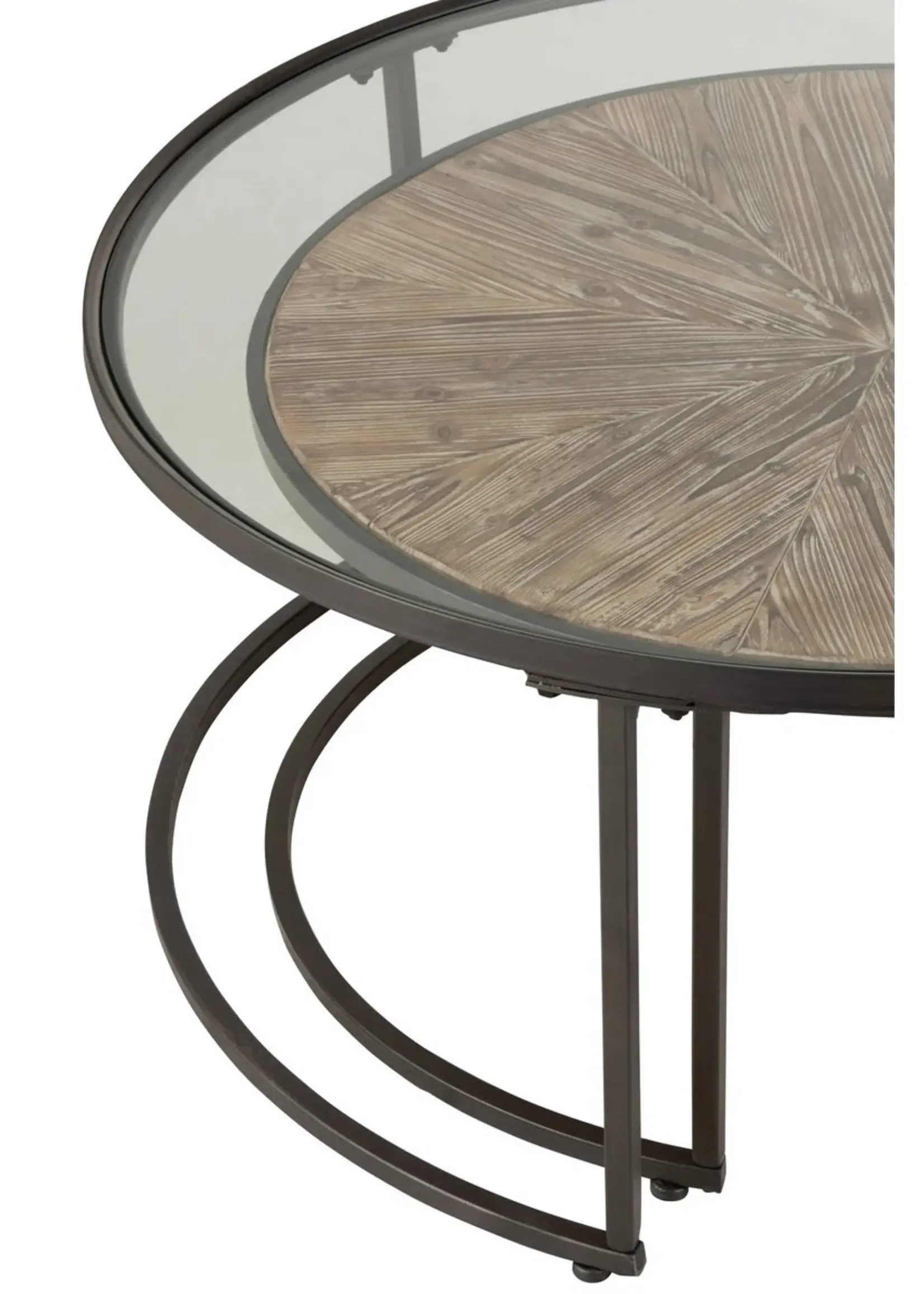 J-line  J-Line Set Van 2 Salontafels Rond Metaal Zwart - 91 x 91 x 41 cm