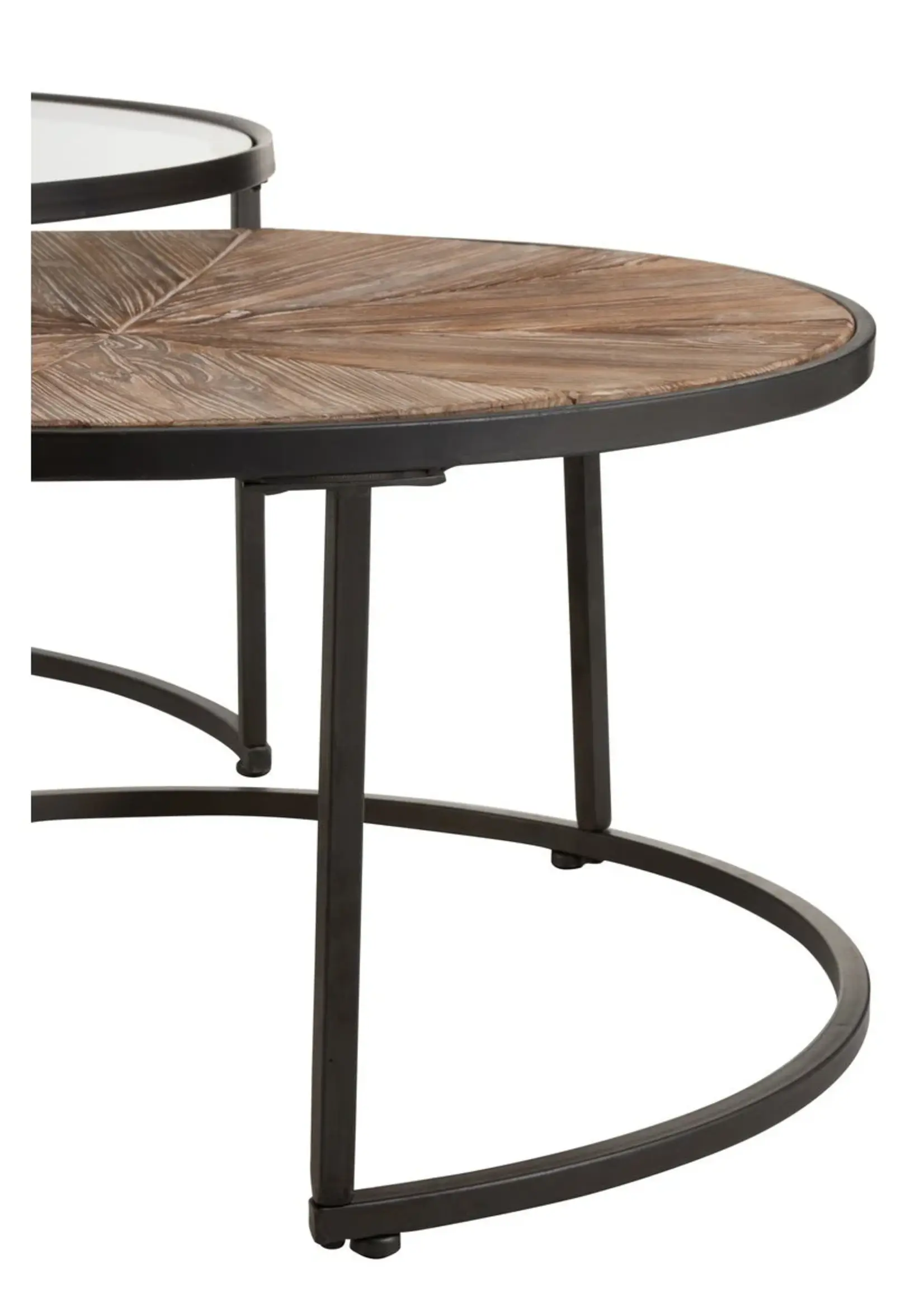 J-line  J-Line Set Van 2 Salontafels Rond Metaal Zwart - 91 x 91 x 41 cm