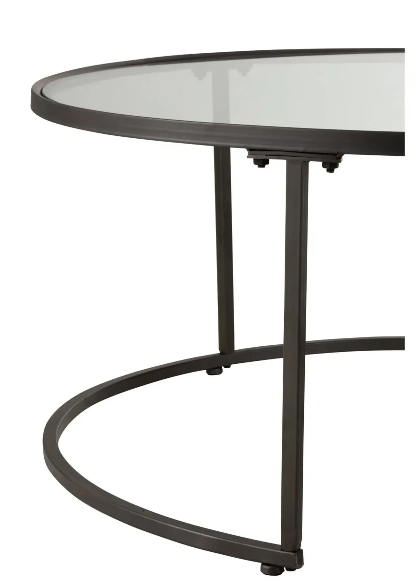 J-line  J-Line Set Van 2 Salontafels Rond Metaal Zwart - 91 x 91 x 41 cm
