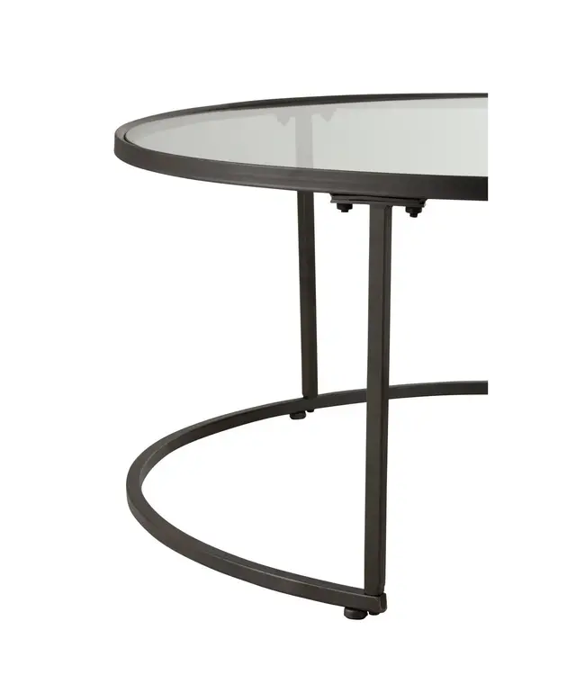 J-line  J-Line Set Van 2 Salontafels Rond Metaal Zwart - 91 x 91 x 41 cm