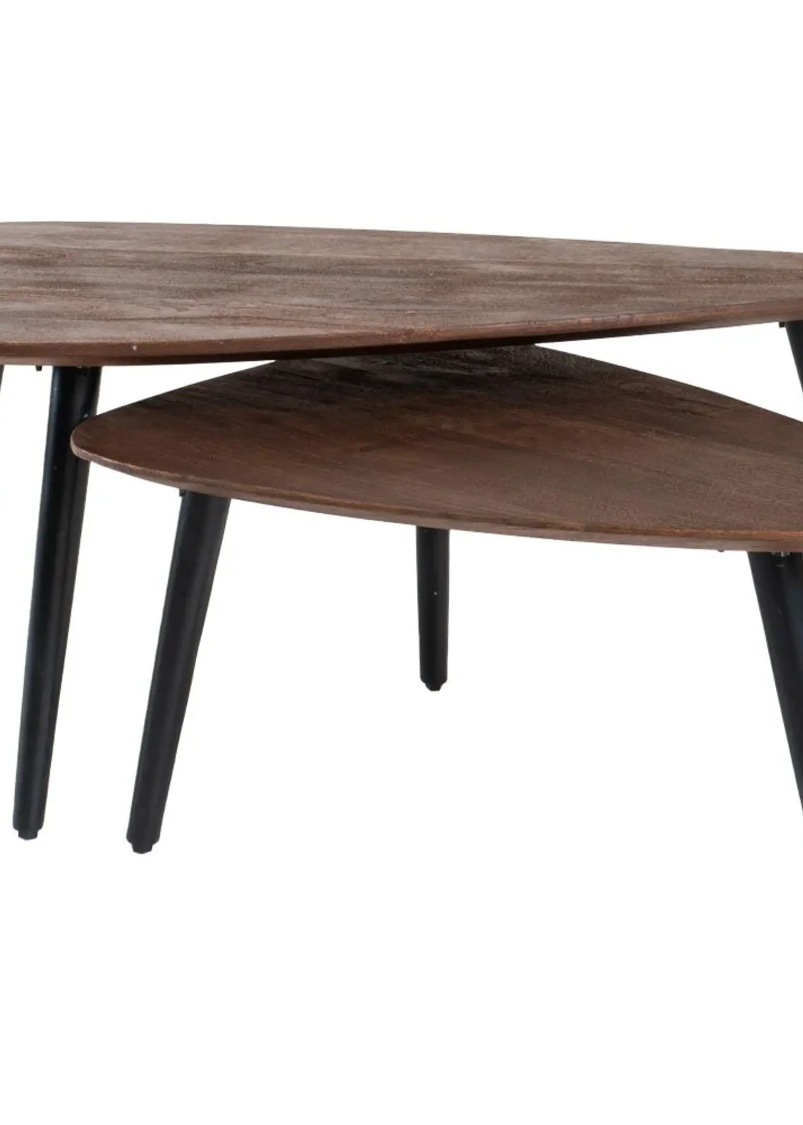 Home67 Salontafel Jamal – Espresso Mangohout – Set van 2