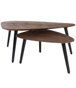 Home67 Salontafel Jamal – Espresso Mangohout – Set van 2