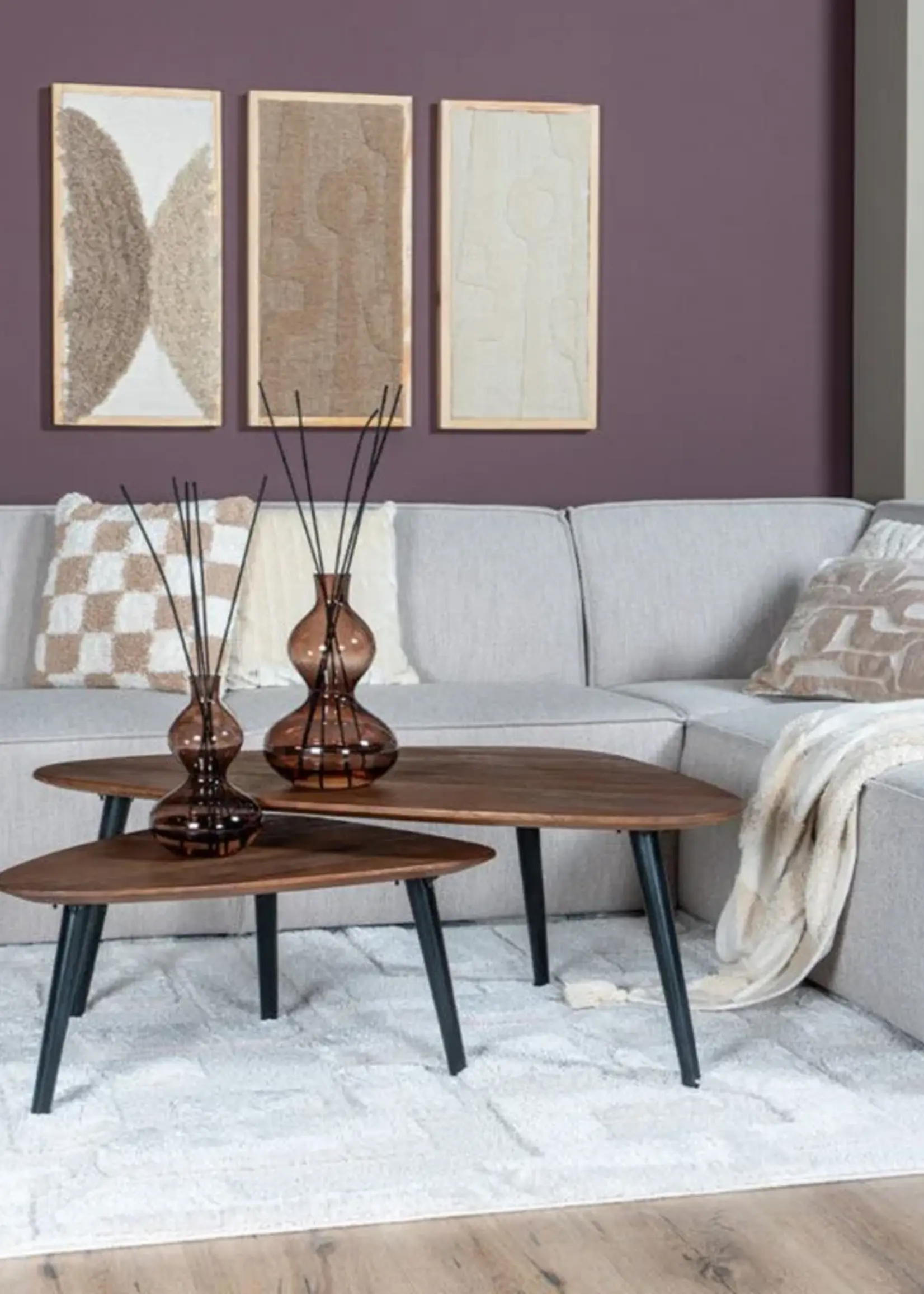 Home67 Salontafel Jamal – Espresso Mangohout – Set van 2