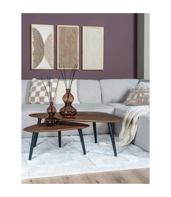 Home67 Salontafel Jamal – Espresso Mangohout – Set van 2