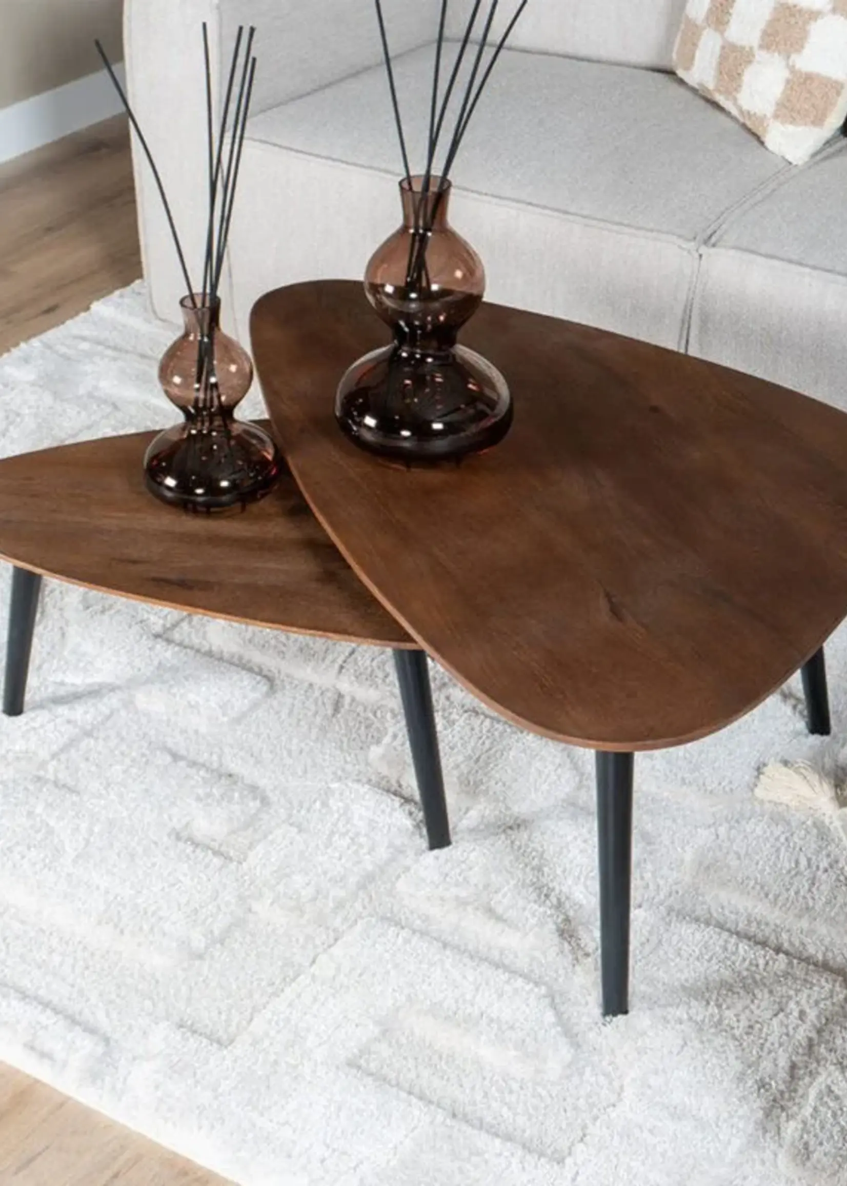 Home67 Salontafel Jamal – Espresso Mangohout – Set van 2