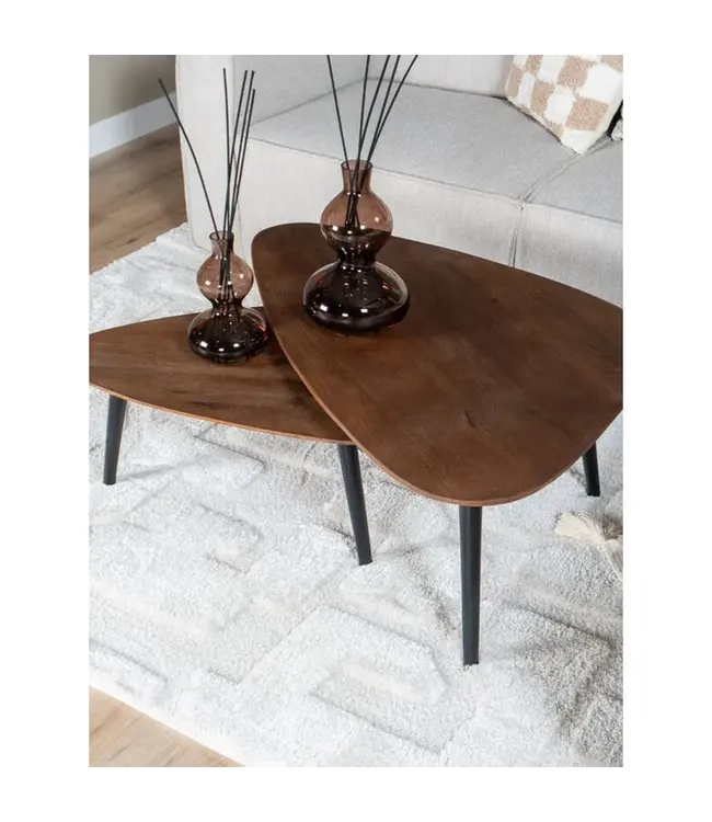 Home67 Salontafel Jamal – Espresso Mangohout – Set van 2