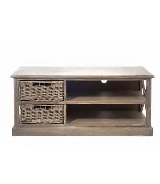 J-line  J-Line TV kast + 2 mand - hout - grijs/naturel