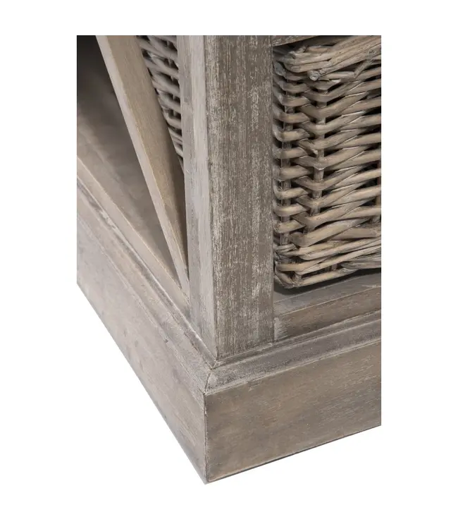 J-line  J-Line TV kast + 2 mand - hout - grijs/naturel