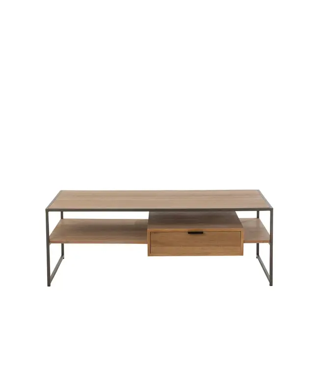 J-line  J-Line TV kast - 1 lade - hout/metaal - naturel