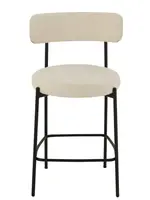 J-line  barstoel boucle - multiplex/polyester - wit/zwart (per 2)