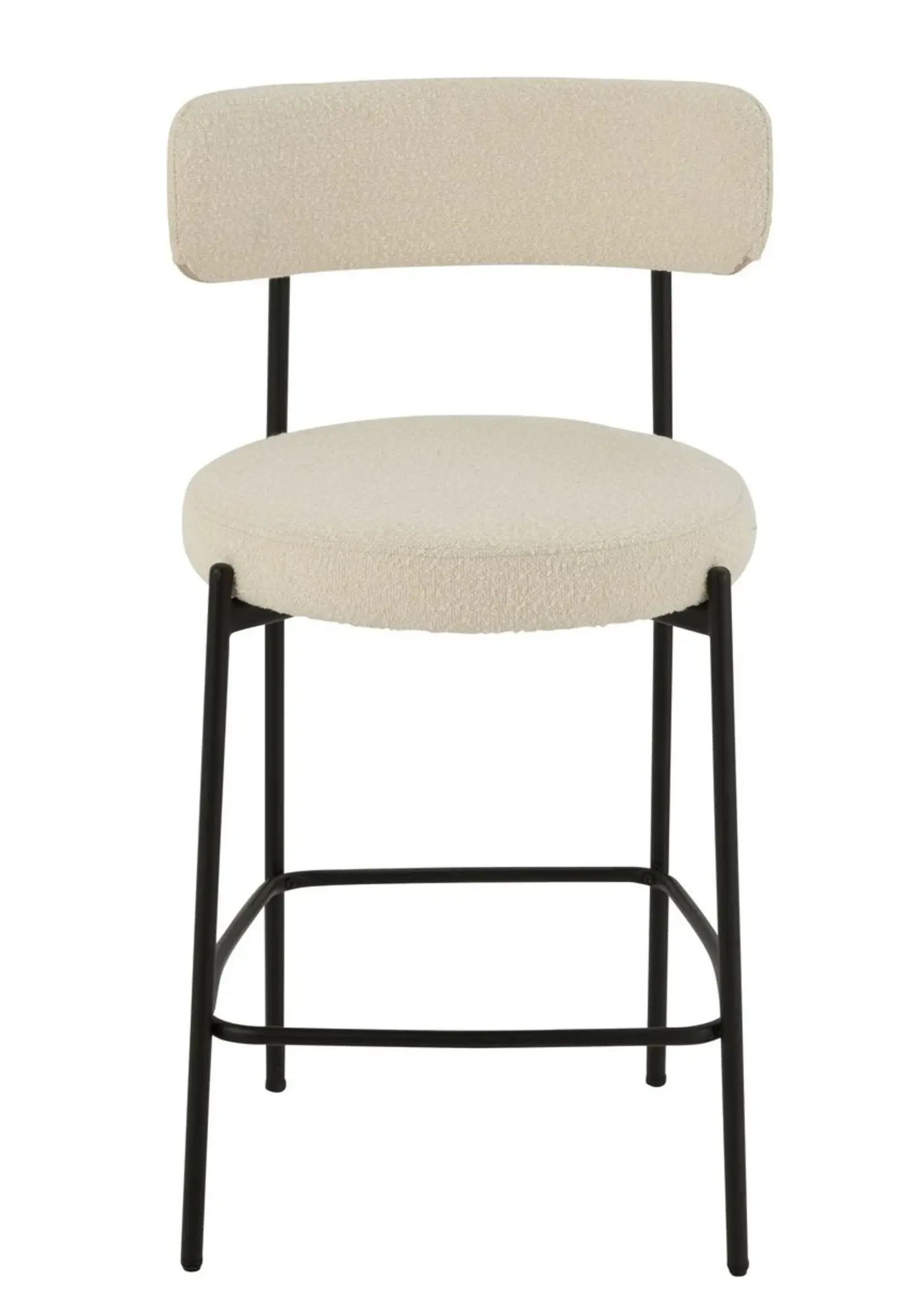 J-line  barstoel boucle - multiplex/polyester - wit/zwart (per 2)