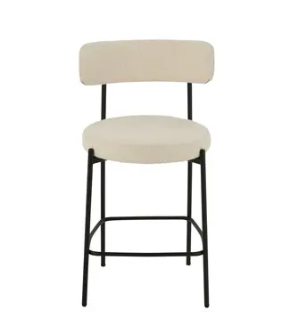 J-line  J-Line barstoel boucle - multiplex/polyester - wit/zwart (per 2)