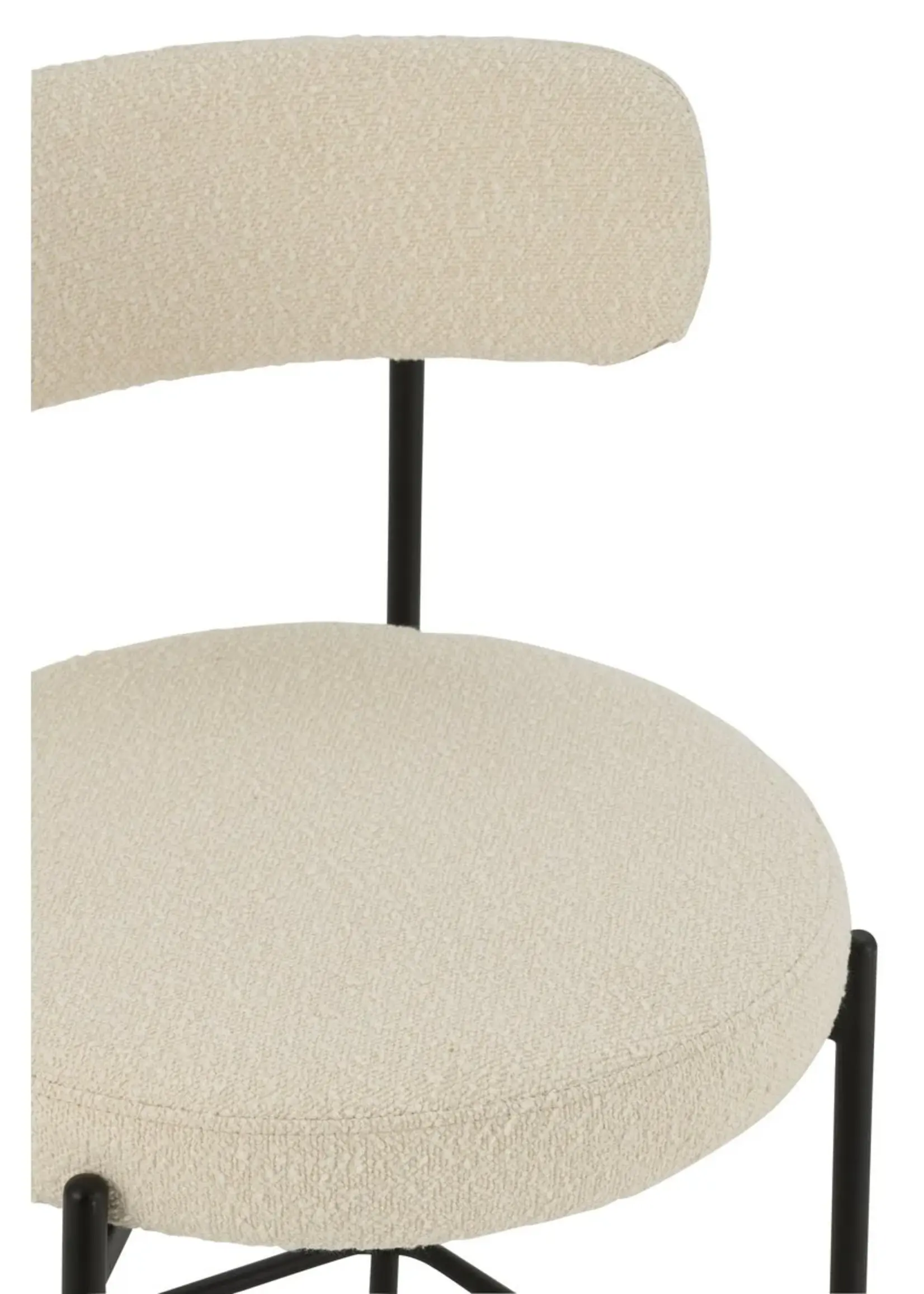 J-line  barstoel boucle - multiplex/polyester - wit/zwart (per 2)