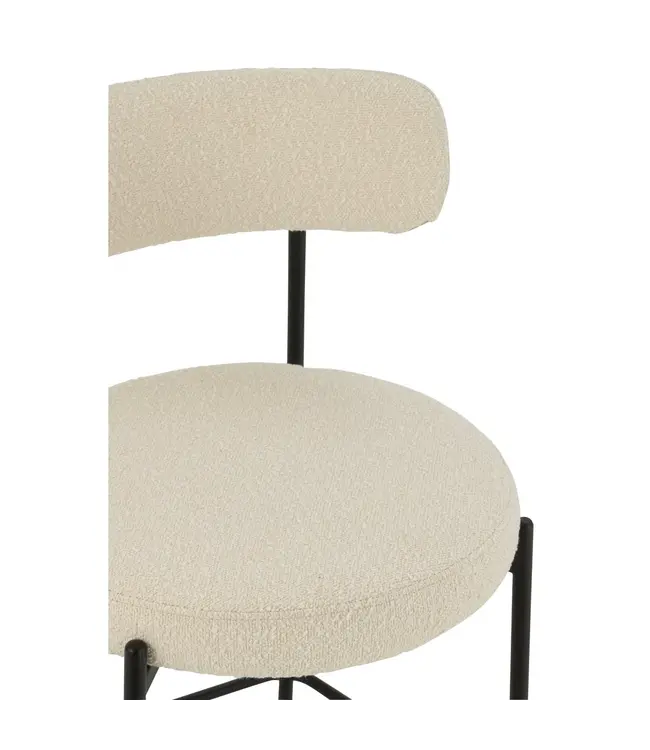 J-line  barstoel boucle - multiplex/polyester - wit/zwart (per 2)