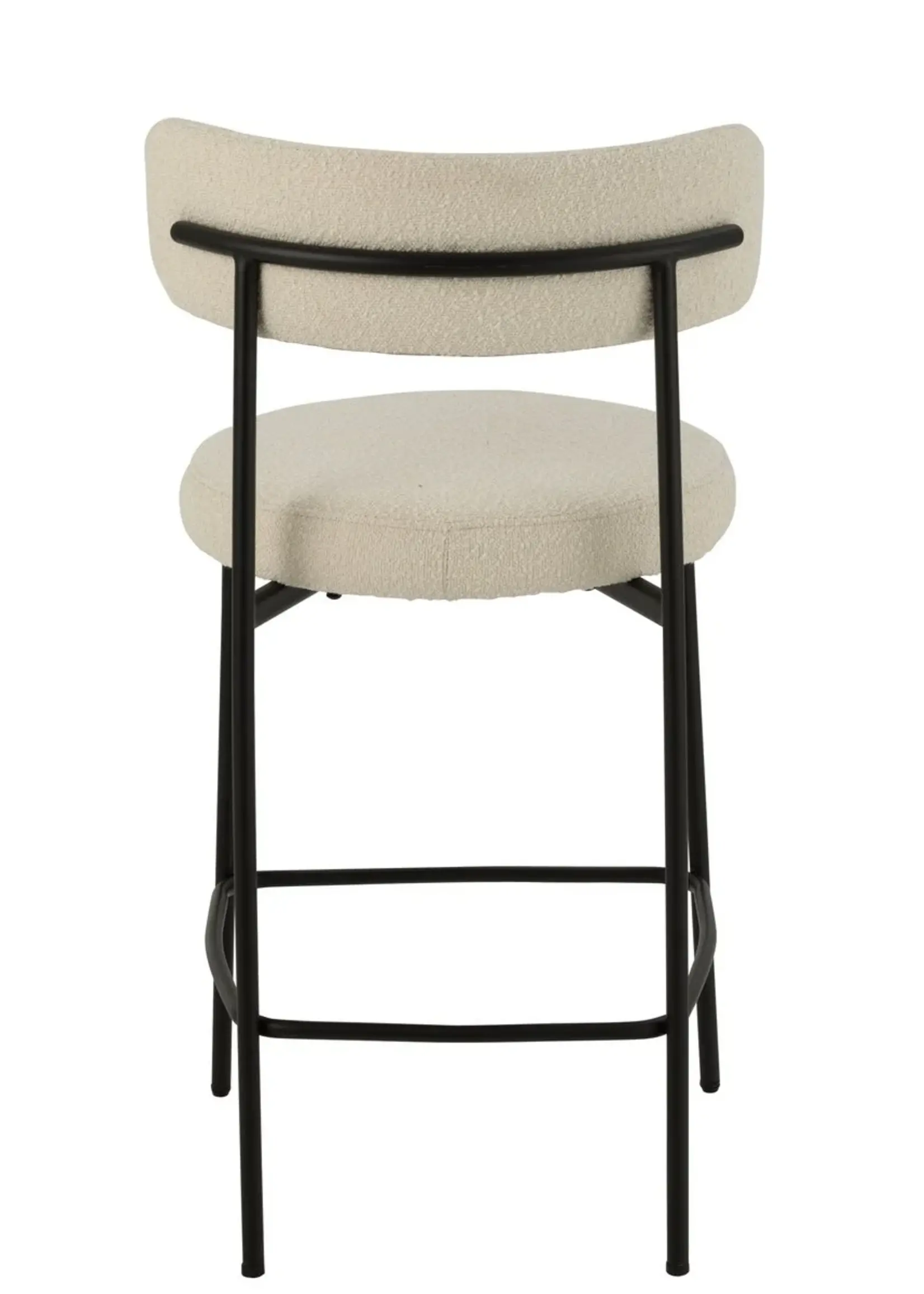 J-line  barstoel boucle - multiplex/polyester - wit/zwart (per 2)