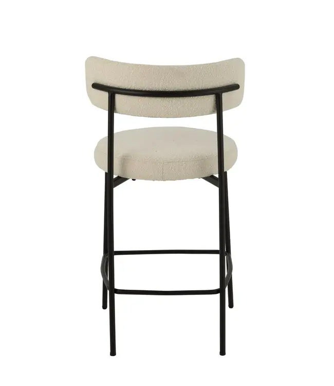 J-line  barstoel boucle - multiplex/polyester - wit/zwart (per 2)