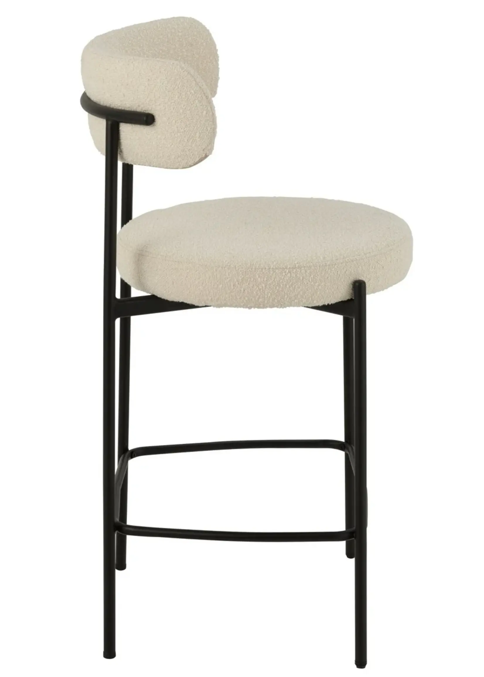 J-line  barstoel boucle - multiplex/polyester - wit/zwart (per 2)