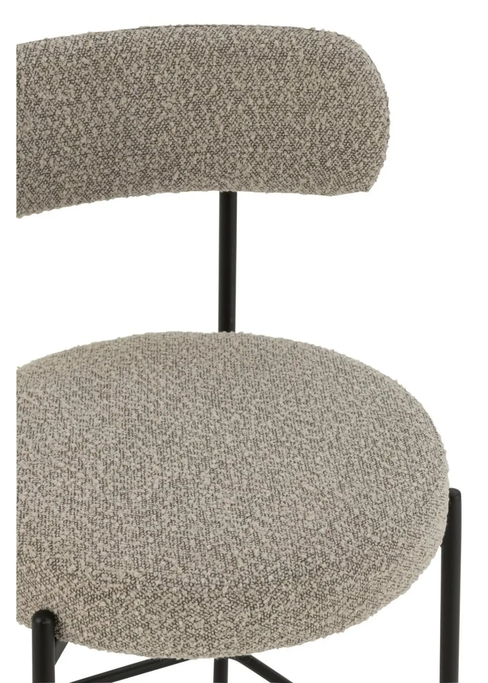 J-line  barstoel Bouclé - multiplex/polyester - grijs/zwart (per 2)