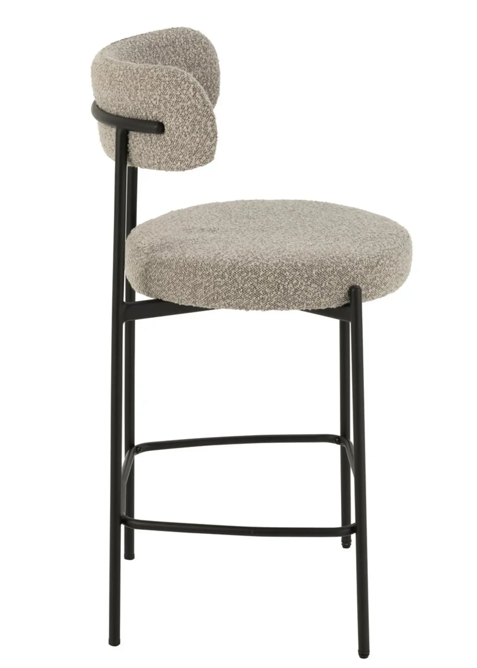 J-line  barstoel Bouclé - multiplex/polyester - grijs/zwart (per 2)