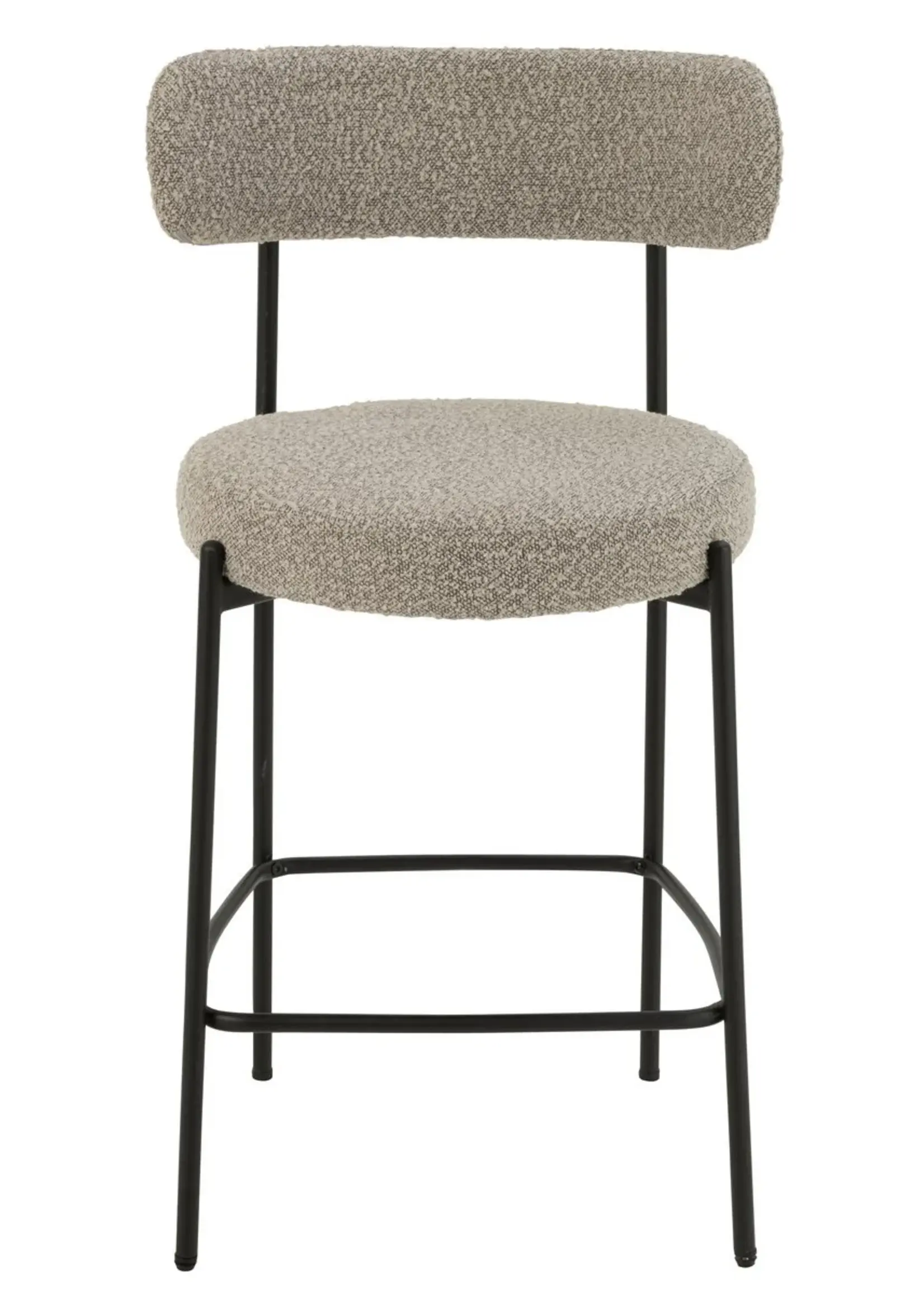 J-line  barstoel Bouclé - multiplex/polyester - grijs/zwart (per 2)