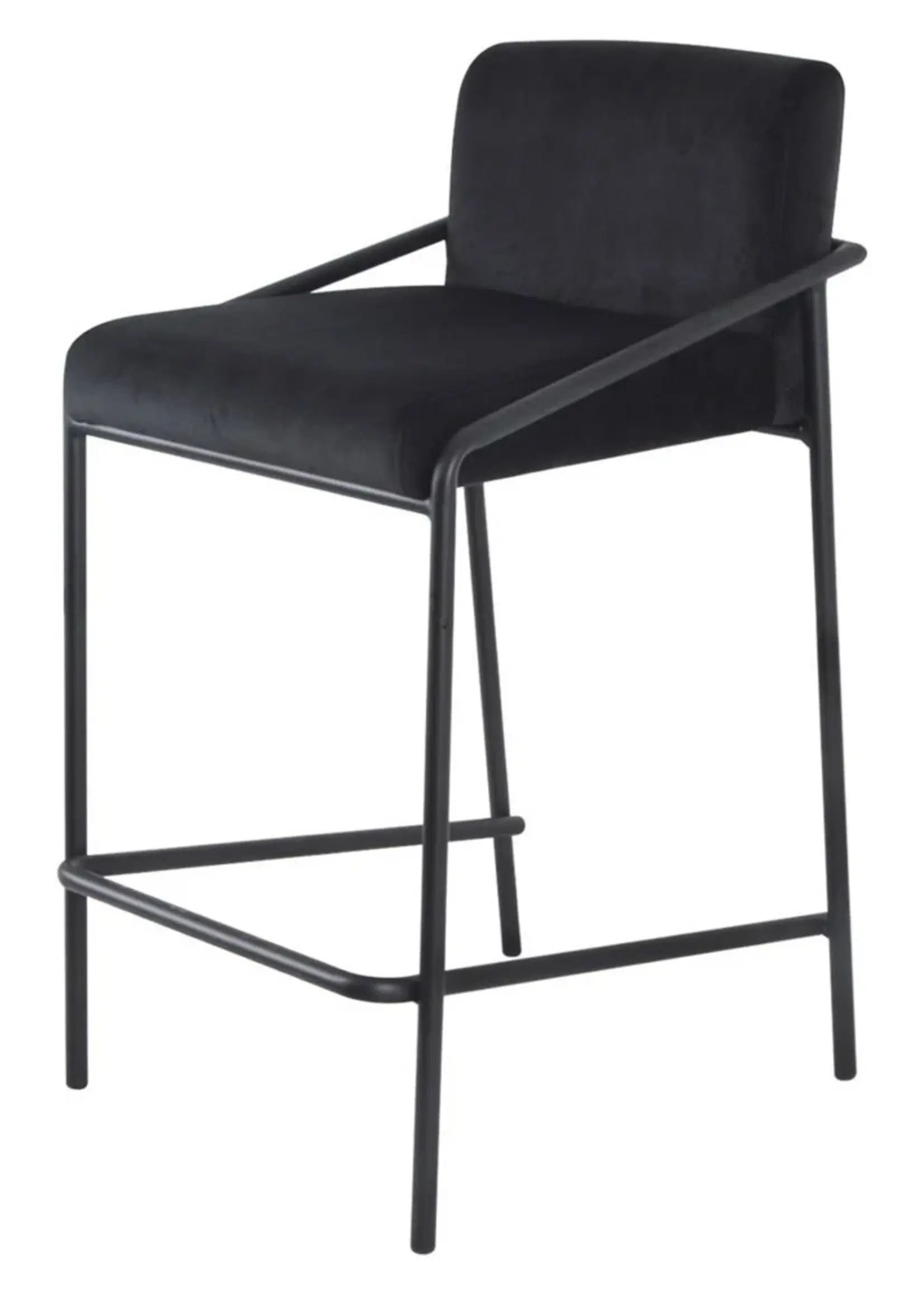 Dami iving Bar stool Velvet velvet and bouclé metal 65 cm Lev - Velvet Black