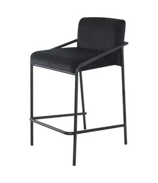 Dami iving Bar stool Velvet velvet and bouclé metal 65 cm Lev - Velvet Black
