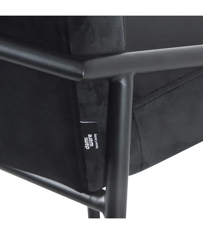 Dami iving Bar stool Velvet velvet and bouclé metal 65 cm Lev - Velvet Black
