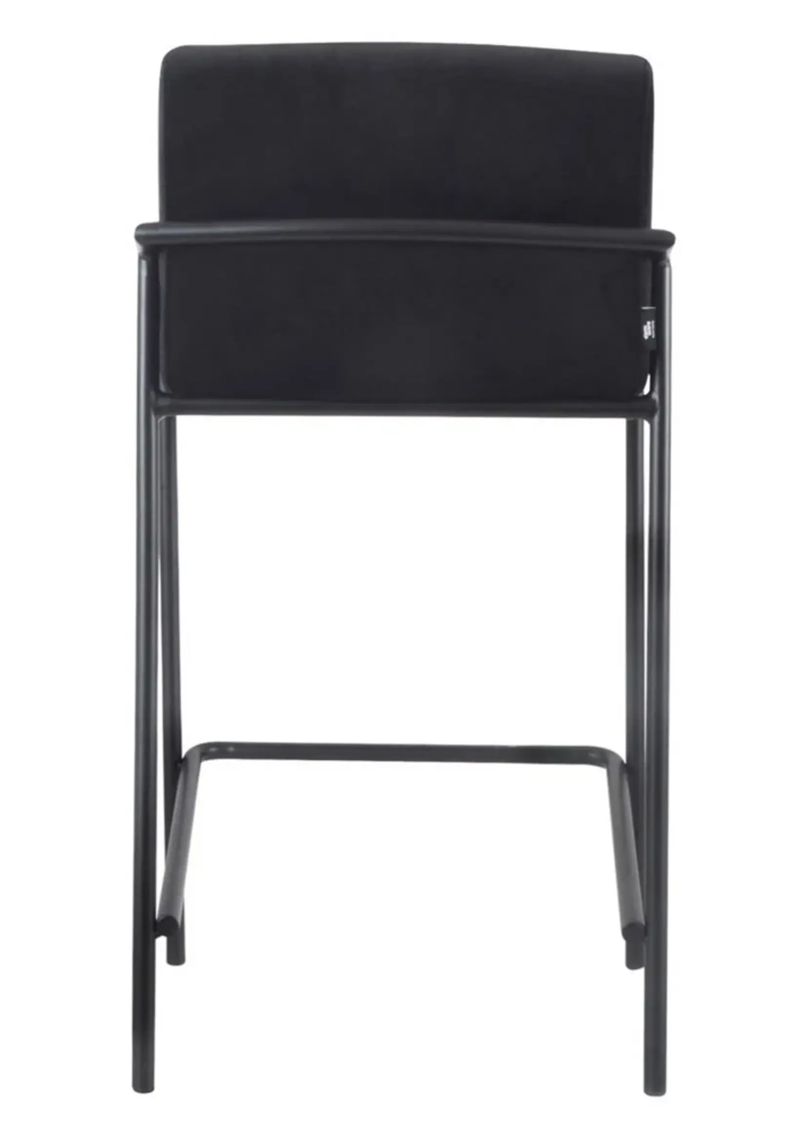 Dami iving Bar stool Velvet velvet and bouclé metal 65 cm Lev - Velvet Black