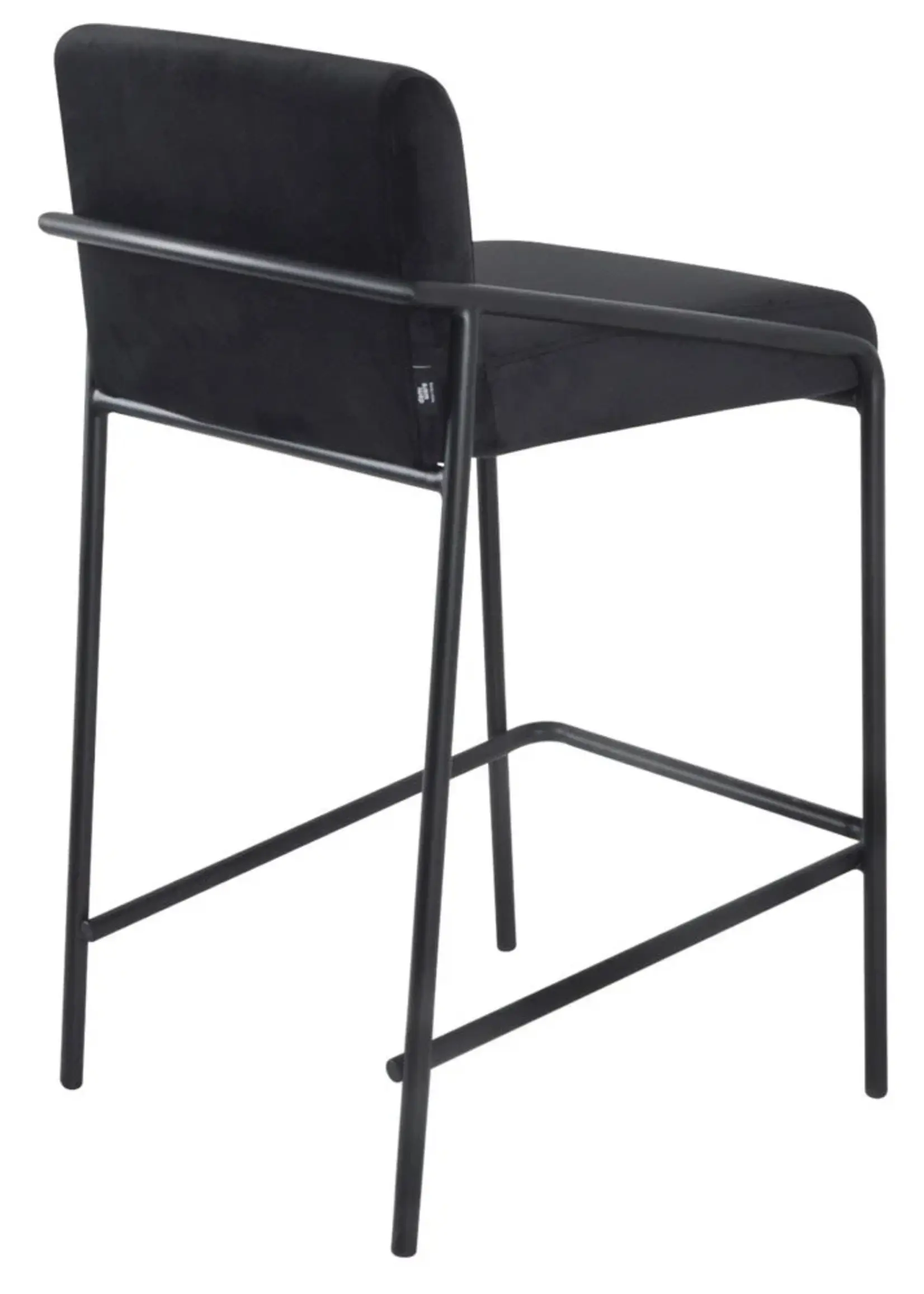 Dami iving Bar stool Velvet velvet and bouclé metal 65 cm Lev - Velvet Black