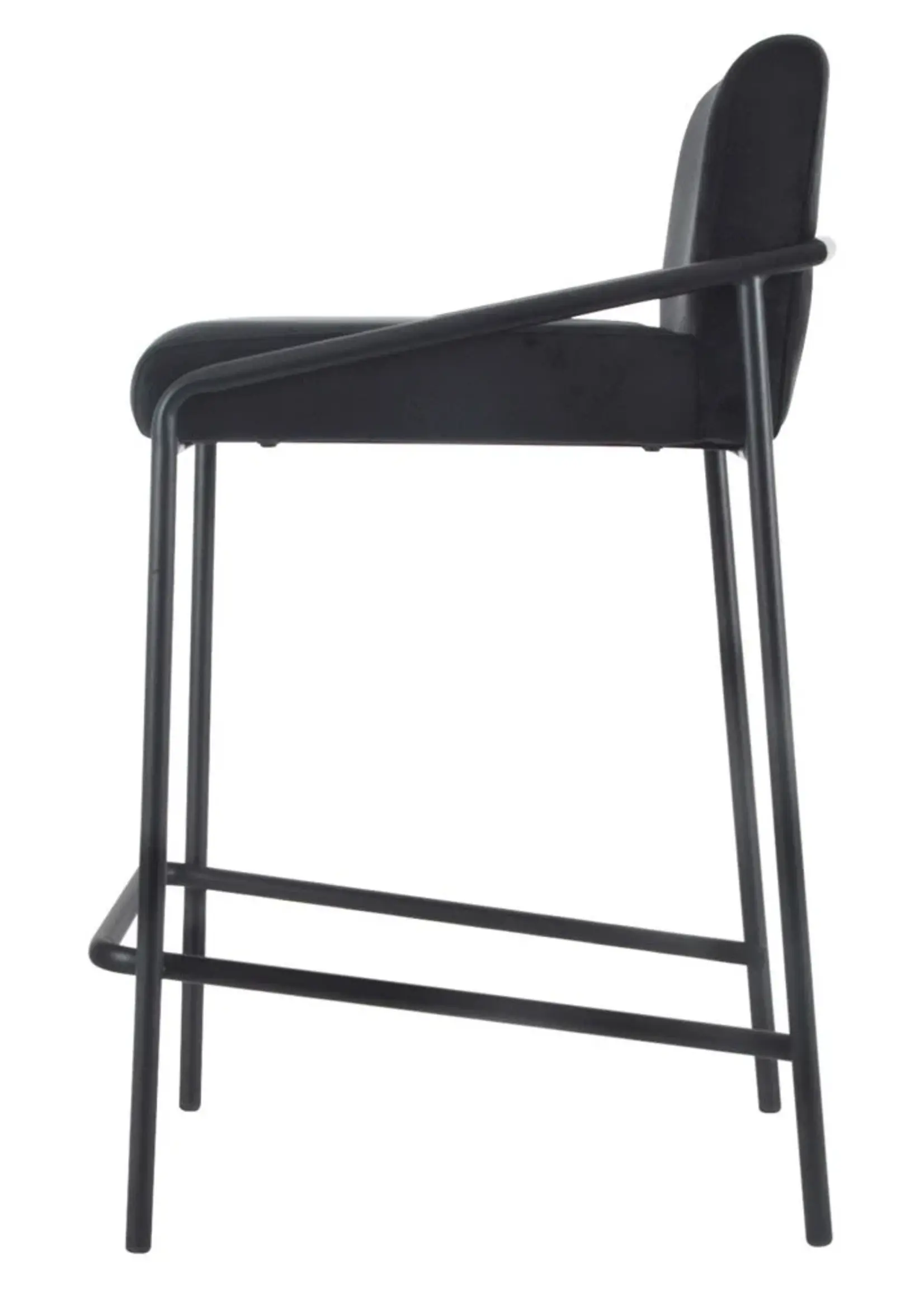 Dami iving Bar stool Velvet velvet and bouclé metal 65 cm Lev - Velvet Black