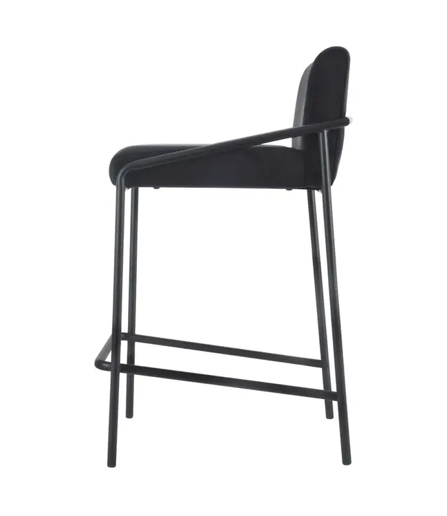 Dami iving Bar stool Velvet velvet and bouclé metal 65 cm Lev - Velvet Black