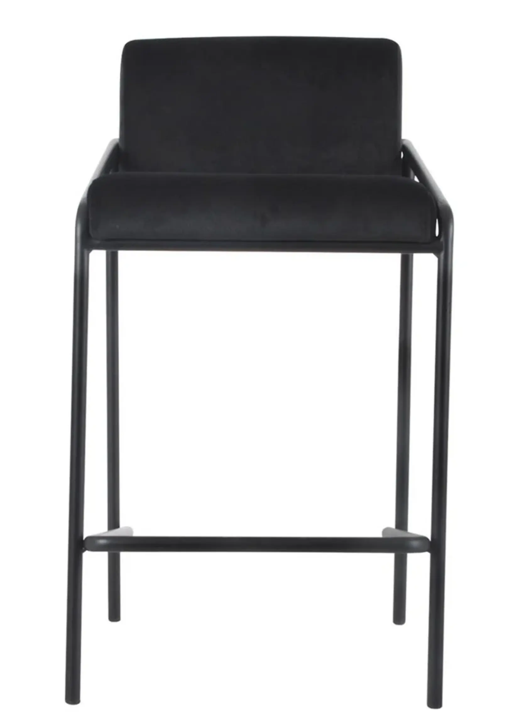 Dami iving Bar stool Velvet velvet and bouclé metal 65 cm Lev - Velvet Black