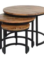 Home67 Salontafel Set van 3 – Industriële Salontafelset Erjan – Mangohout