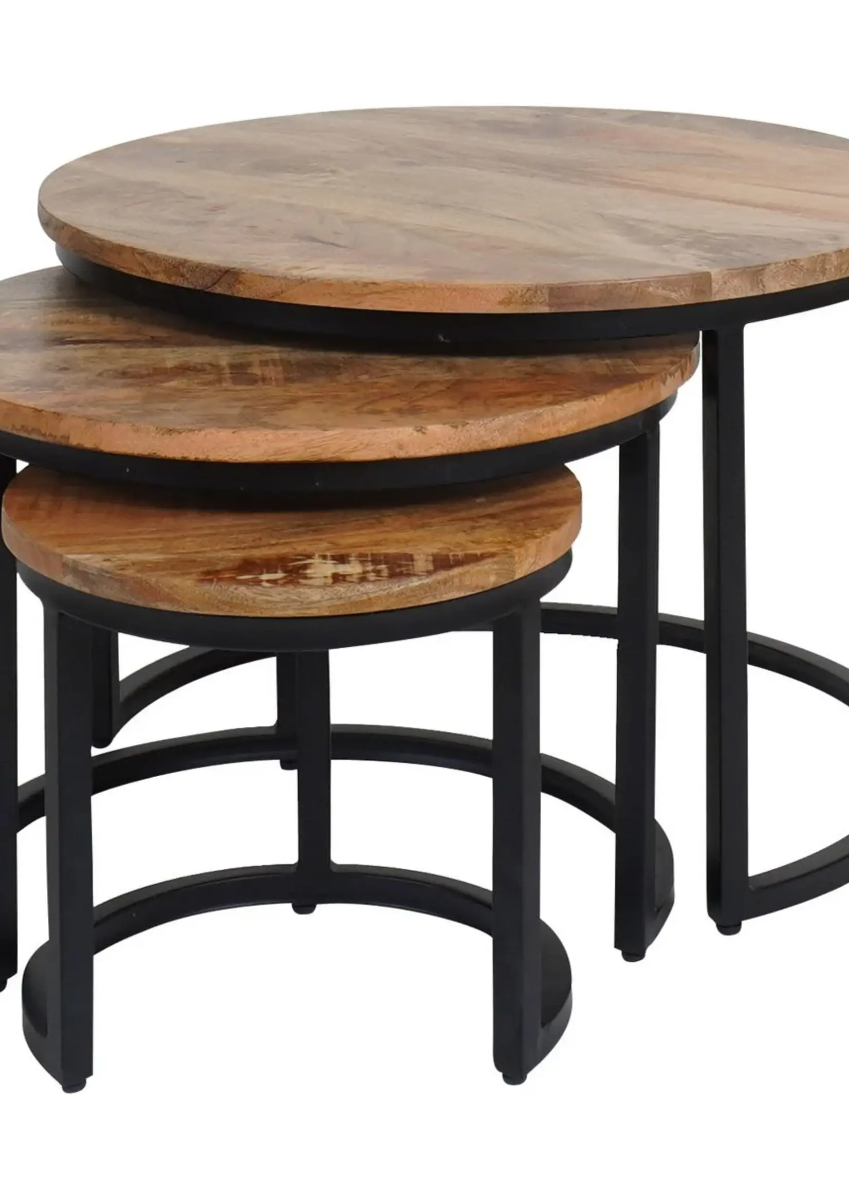 Home67 Salontafel Set van 3 – Industriële Salontafelset Erjan – Mangohout