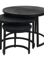 Home67 Salontafel Set van 3 – Industriële Salontafelset Erjan – Zwart blad