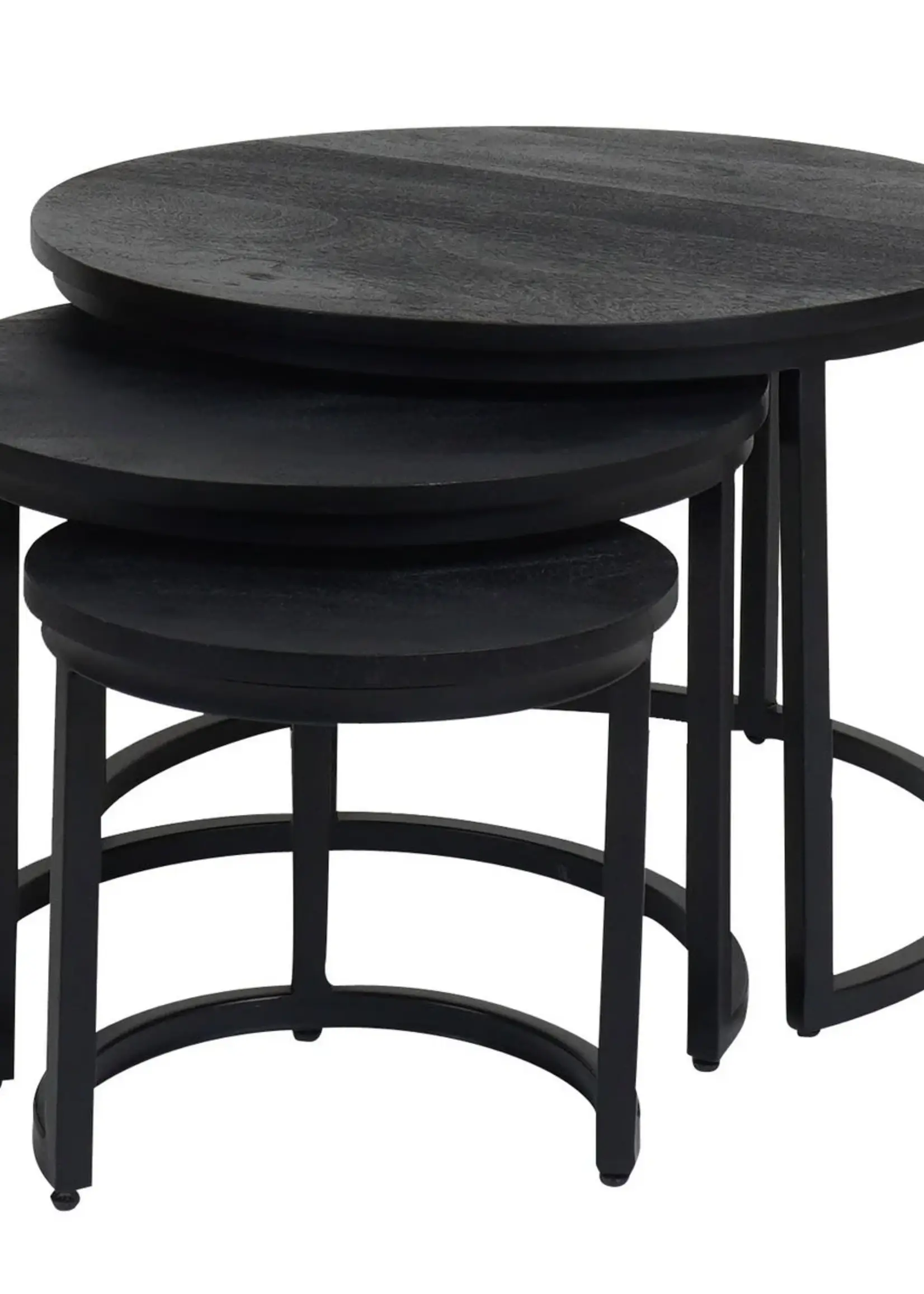 Home67 Salontafel Set van 3 – Industriële Salontafelset Erjan – Zwart blad