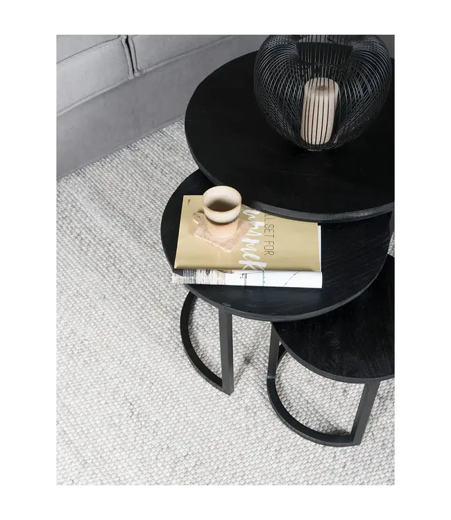 Home67 Salontafel Set van 3 – Industriële Salontafelset Erjan – Zwart blad