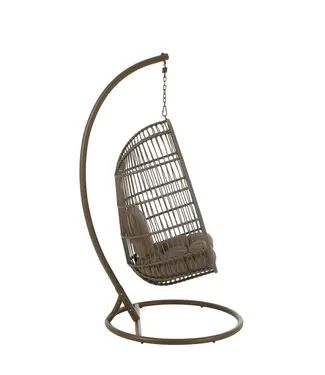 J-line  Hangstoel+Kussen Egga Metaal/Koord Bruin