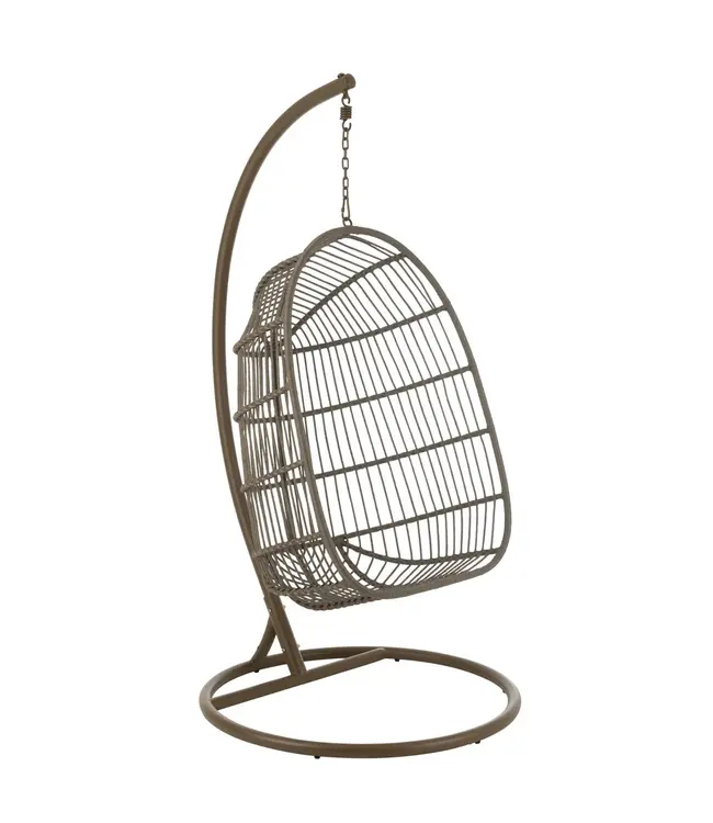 J-line  Hangstoel+Kussen Egga Metaal/Koord Bruin