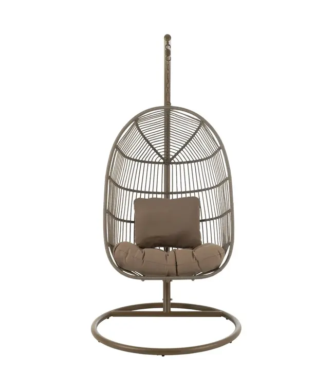 J-line  Hangstoel+Kussen Egga Metaal/Koord Bruin