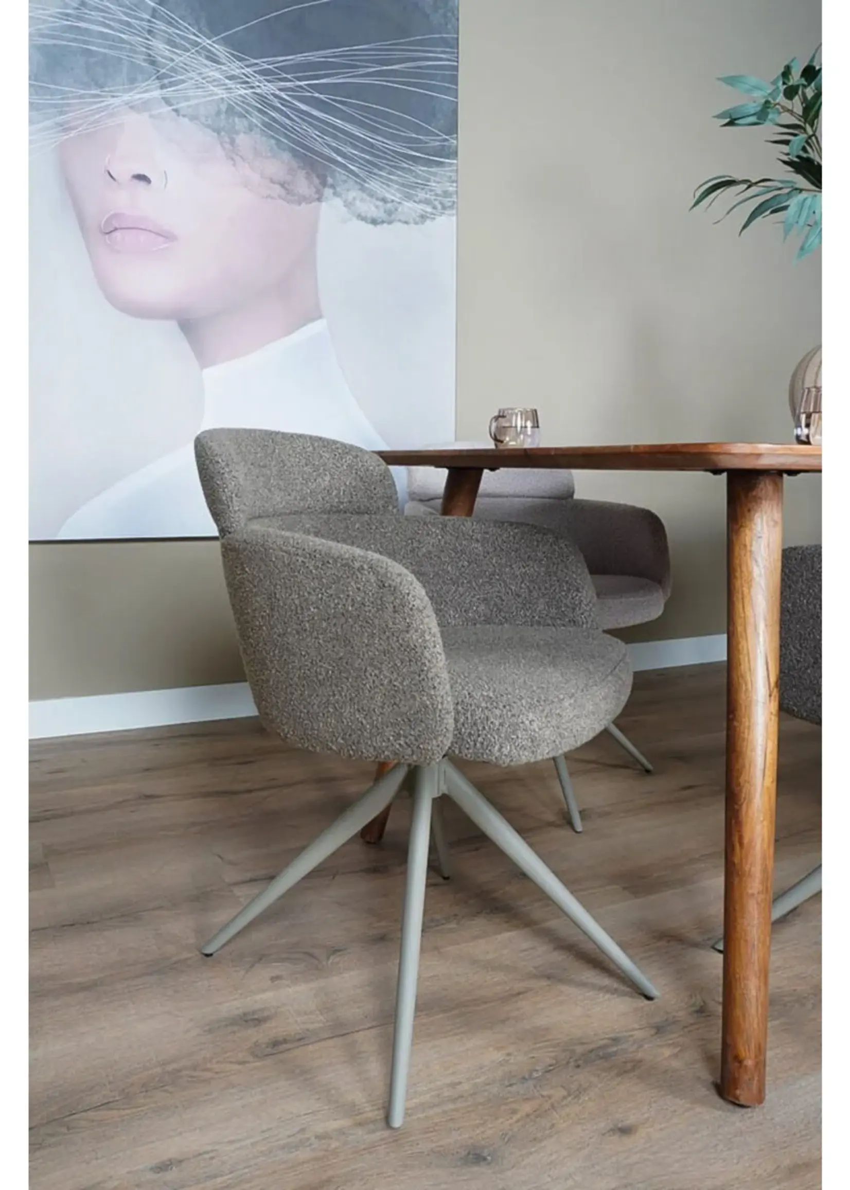 Home67 Eetkamerstoel Chase – Bouclé – Brown
