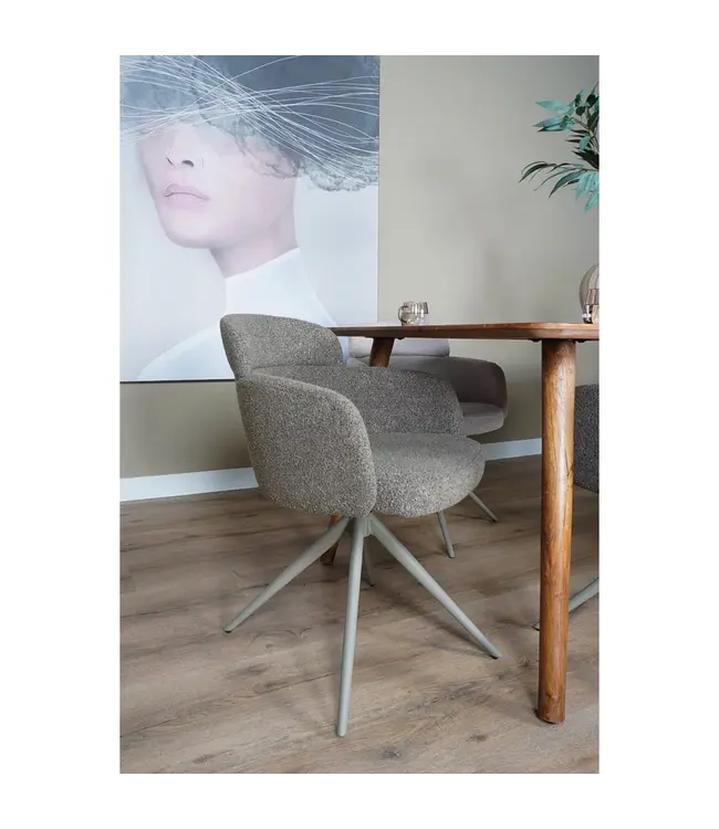 Home67 Eetkamerstoel Chase – Bouclé – Brown