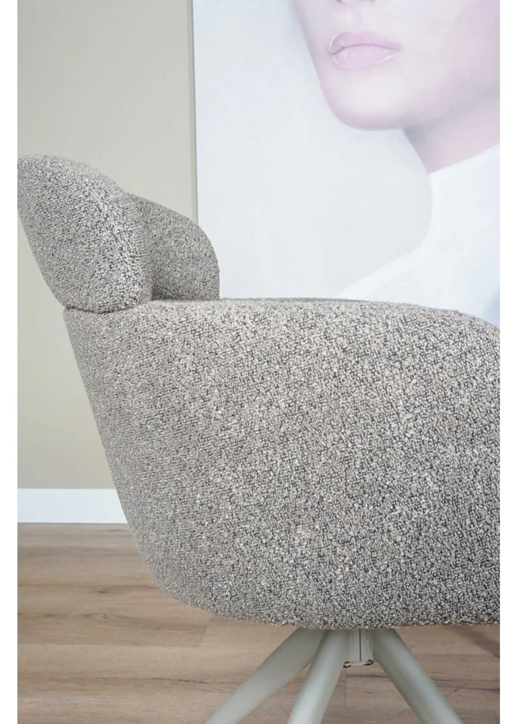Home67 Eetkamerstoel Chase – Bouclé – Brown