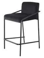Dami iving Bar stool Velvet velvet and bouclé metal 65 cm Lev - Velvet Black