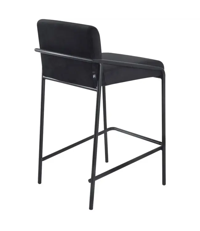 Dami iving Bar stool Velvet velvet and bouclé metal 65 cm Lev - Velvet Black