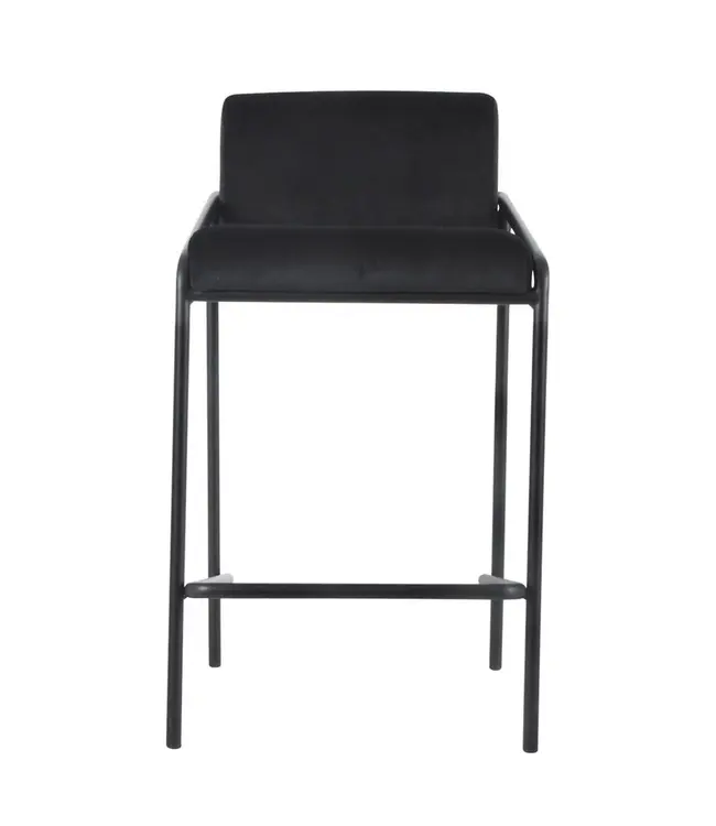 Dami iving Bar stool Velvet velvet and bouclé metal 65 cm Lev - Velvet Black