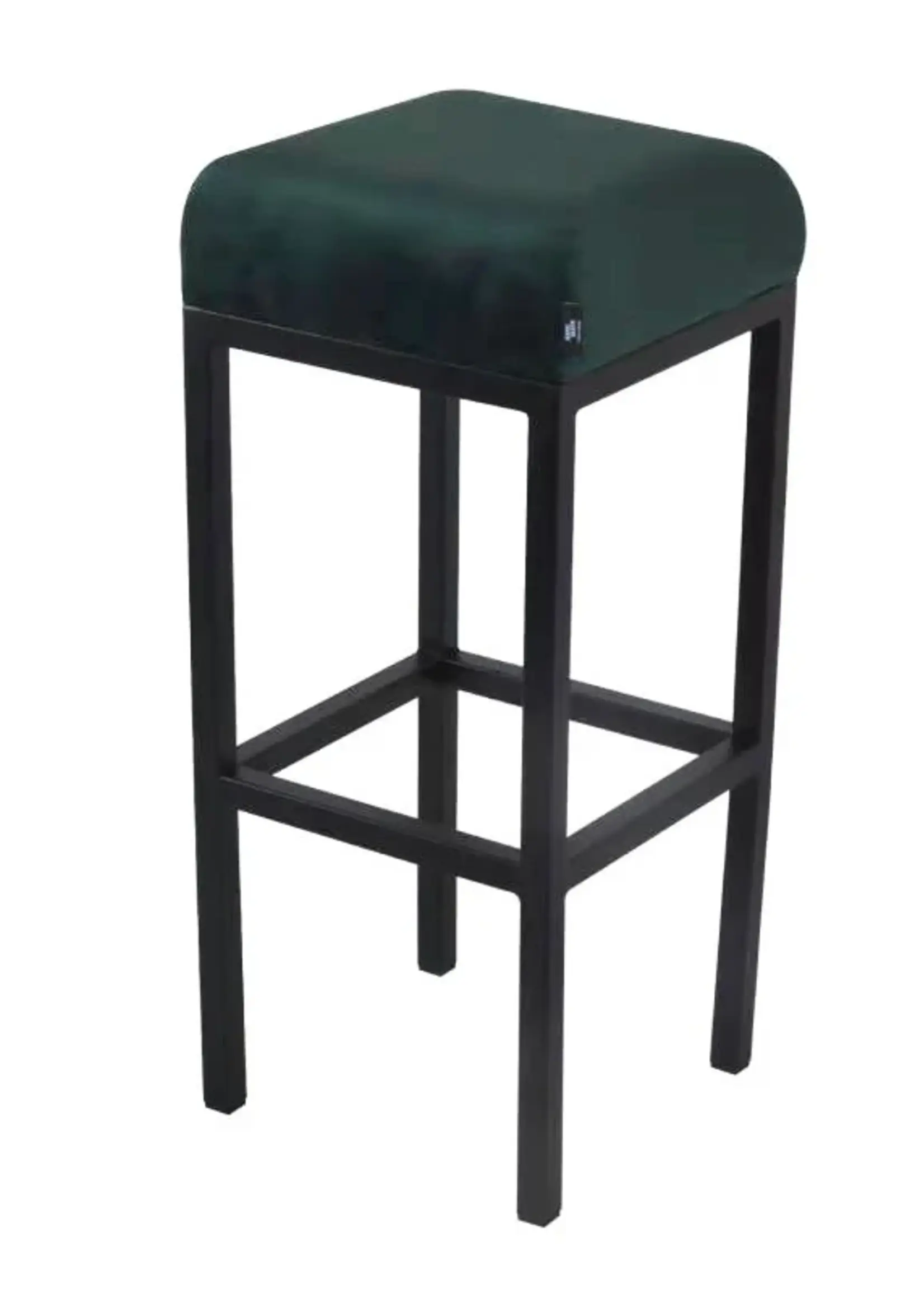 Dami iving Barkruk Velvet Velvet en Bouclé Bruce - Fluweel donkergroen, 75 cm