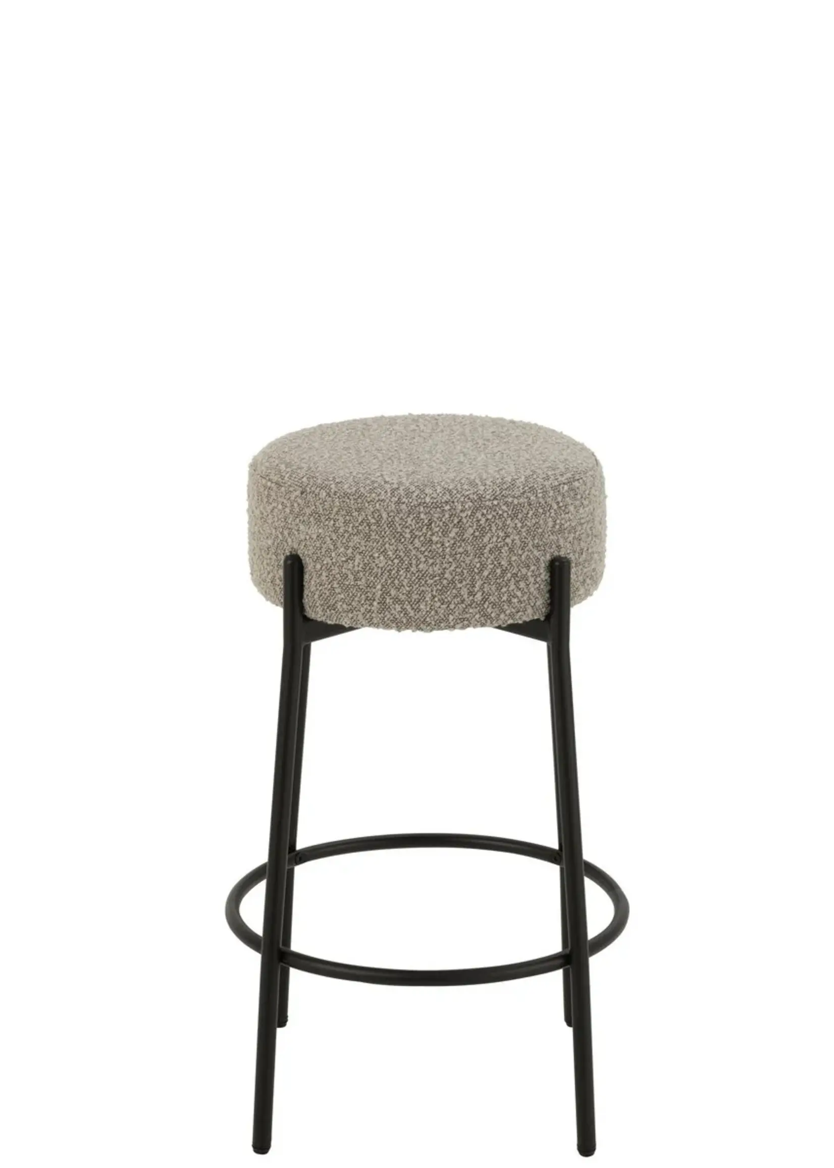 J-line  Barkruk Boucle Multiplex/Polyester Grijs/Zwart (set van 2)