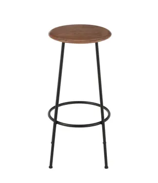 J-line  barstoel Neo - staal - naturel/zwart (set van 2)