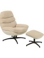 J-line  zetel Relax + Voetbank - metaal/multiplex - beige/zwart